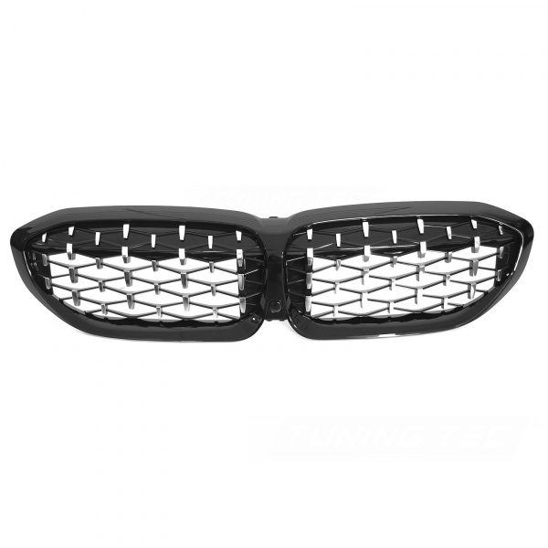 Grilles calandre BMW Serie 3 G20 G21 look diamant - 18-22 - Chrome Noir