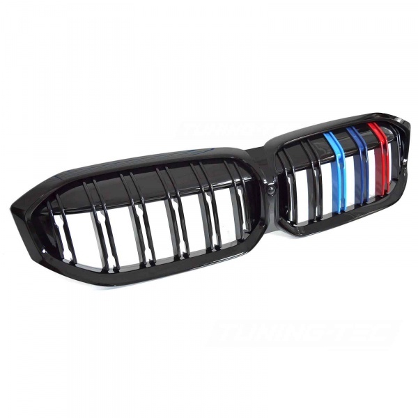 Grilles calandre BMW Serie 3 G20 G21 LCI look couleur M3 - 22-25 - Noir Brillant
