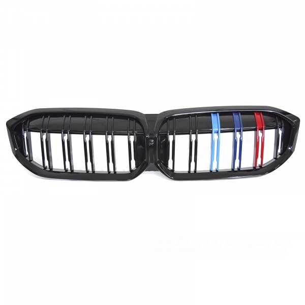 Grilles calandre BMW Serie 3 G20 G21 LCI look couleur M3 - 22-25 - Noir Brillant