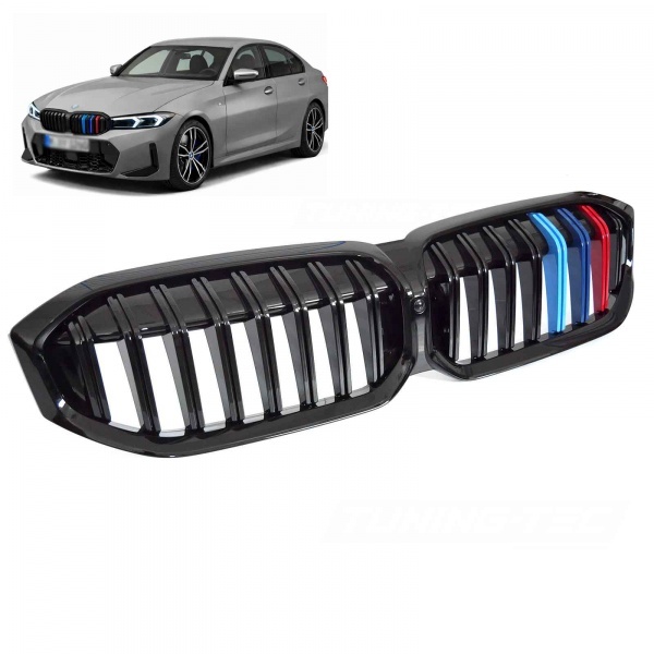 Grilles calandre BMW Serie 3 G20 G21 LCI look couleur M3 - 22-25 - Noir Brillant