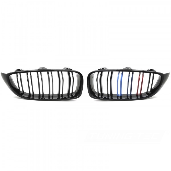 Grilles calandre BMW Serie 4 F32 F33 F36 13-20 look couleur M - Noir Brillant