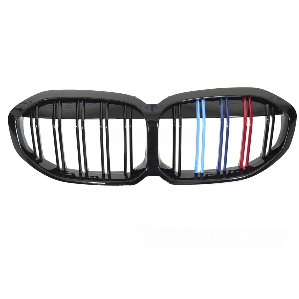 Grille calandre BMW Serie 1 F40 19-23 - look couleur M - Noir Brillant