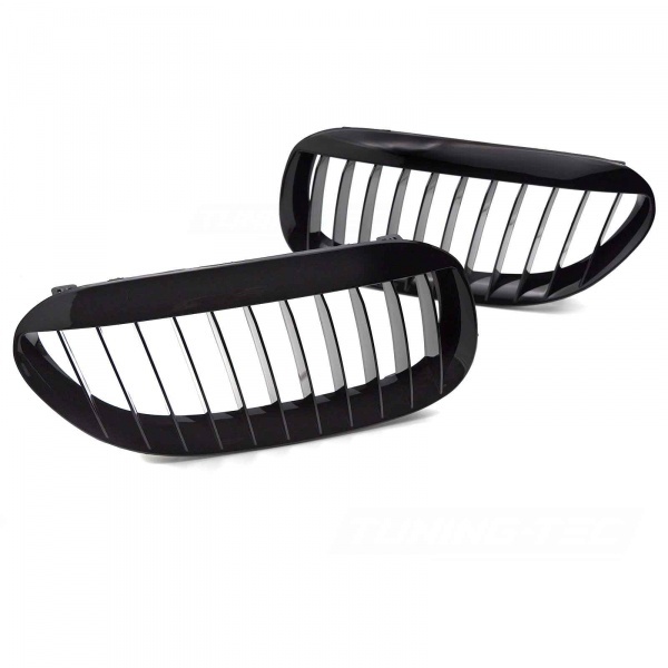 Grilles calandre BMW Serie 6 E63 E64 - Noir Brillant