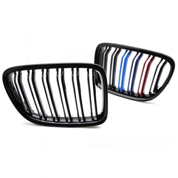 Grilles calandre BMW X1 (E84) 09-15 - Noir brillant - couleurs M