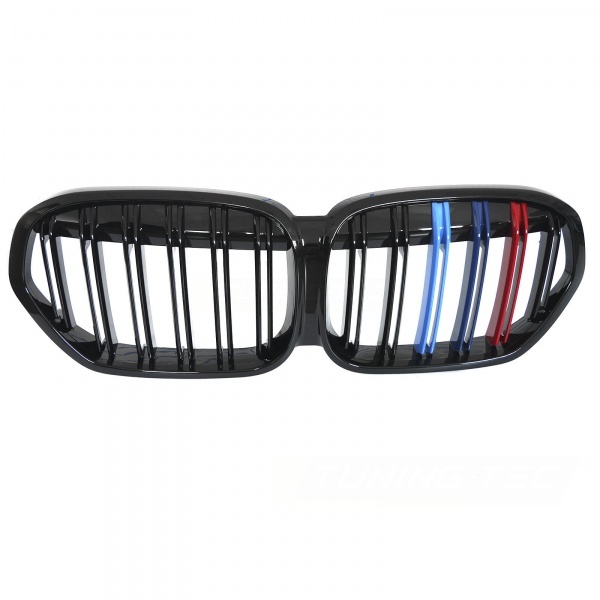 Grilles calandres BMW X1 F48 LCI 20-22 look performance couleurs - Noir Brillant
