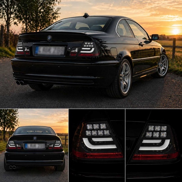 2 Feux arriere BMW Serie 3 E46 Coupe 99-03 - LED -  Noir