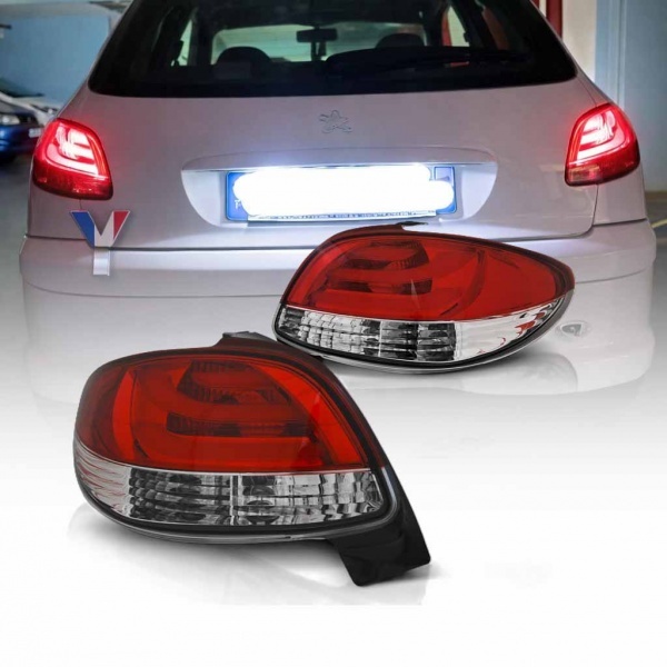2 Feux arriere LED LTI Peugeot 206 206+ - Rouge