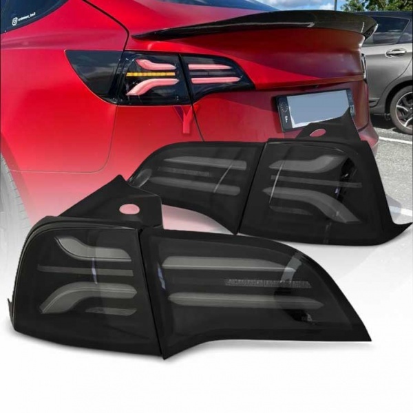 2 Feux arriere LED dynamiques Tesla Model 3 Model Y - Noir fumé