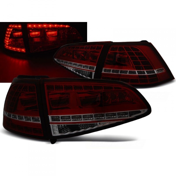 2 Feux arriere dynamiques VW Golf 7 - LED look R - Rouge Fume
