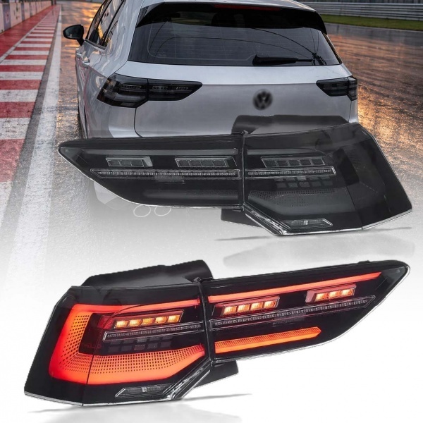 2 Feux arriere dynamiques VW Golf 8 20-23 - LED look IQ - Noir