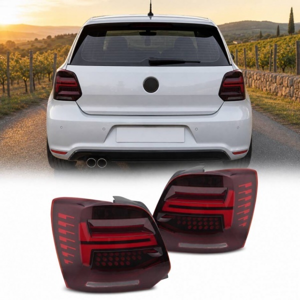 2 Feux arriere VW Polo 6R 6C dynamiques - fullLED look lazer - Rouge Cerise