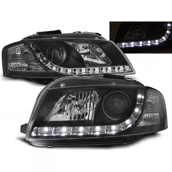 2 Phares avant Audi A3 8P Devil Eyes LED - Noir