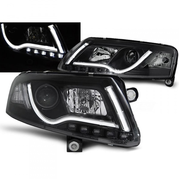 2 Phares avant AUDI A6 (4F) - LTI DRL R87 - Noir