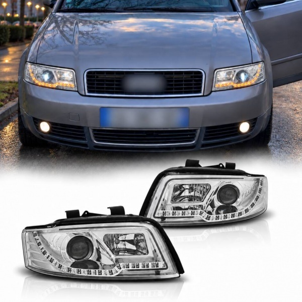 2 Phares avant AUDI A4 (B6) - LTI et LED - Chrome