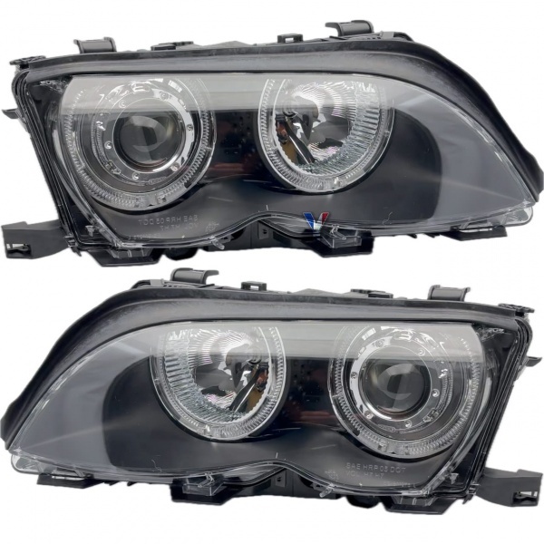 2 Phares avant BMW E46 Berline Angel Eyes LED Depo V2 - 01-05 - Noir