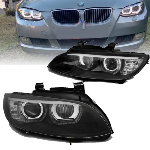 2 Phares xénon AFS BMW Serie 3 E92 E93 Coupe Angel Eyes LED U-LTI 05-10 - Noir