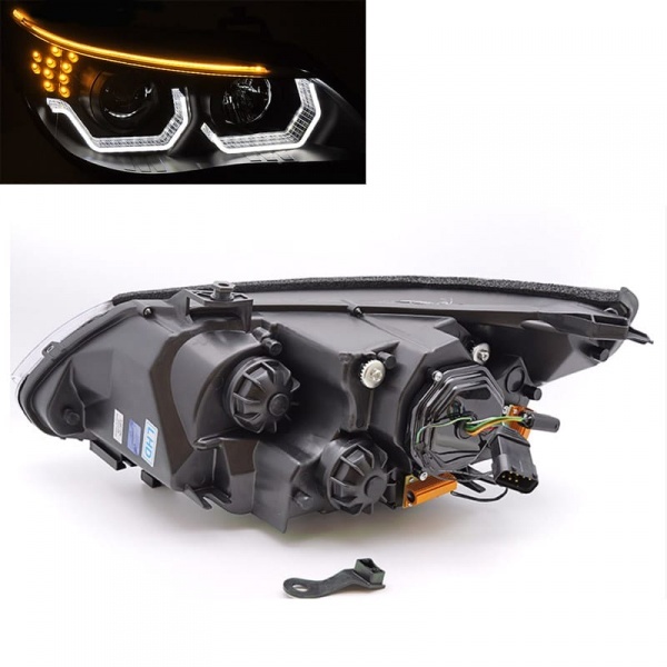 2 Phares BMW Serie 5 E60 E61 Angel Eyes LED 03-07 look Iconic - Noir