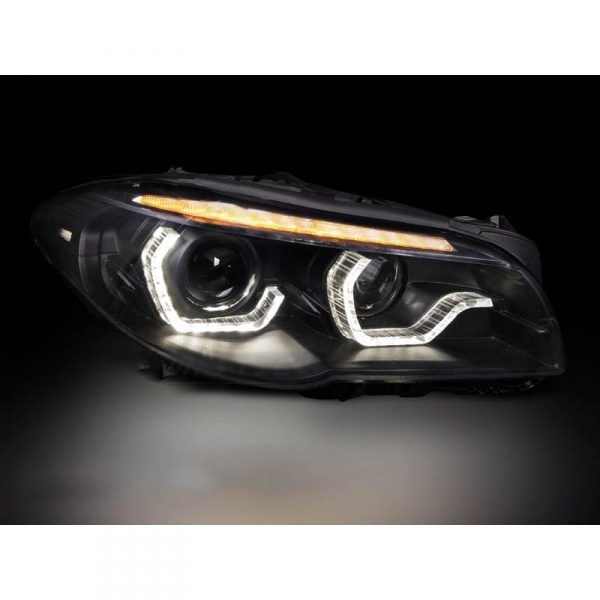 2 Phares xenon BMW Serie 5 F10 F11 Angel Eyes LED 10-13 look Iconic - Noir