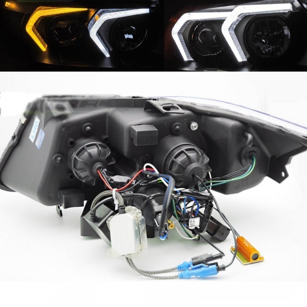 2 Phares xenon BMW Serie 3 E90 E91 LCI Angel Eyes LED 09-11 - look Iconic 2 - Chrome