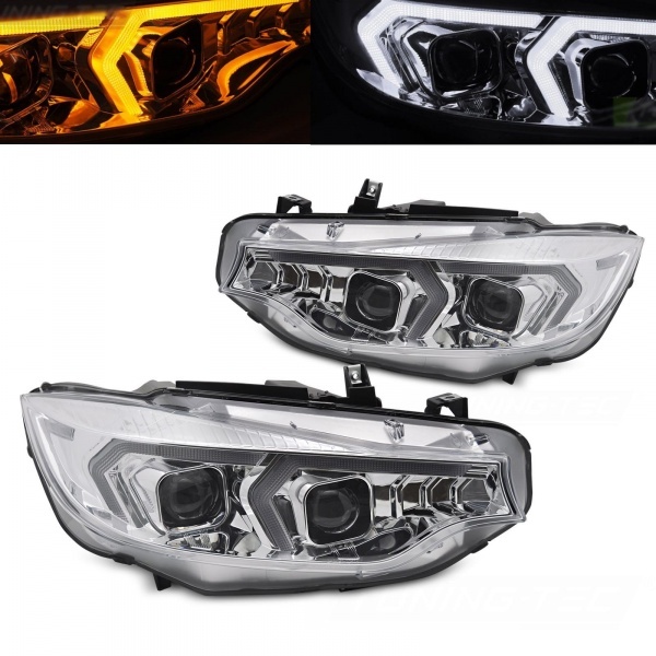 2 Phares xenon BMW Serie 4 F32 F33 Angel Eyes look iconic - 13-17 - Chrome