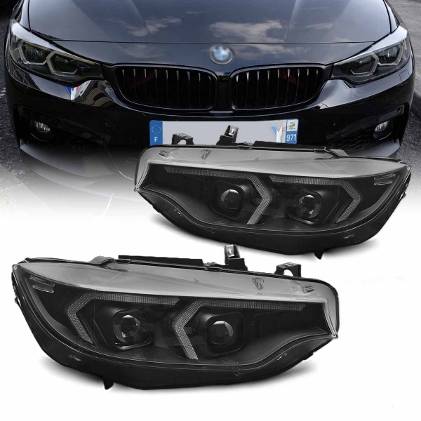 2 Phares xenon BMW Serie 4 F32 F33 Angel Eyes look iconic - 13-17 - Noir
