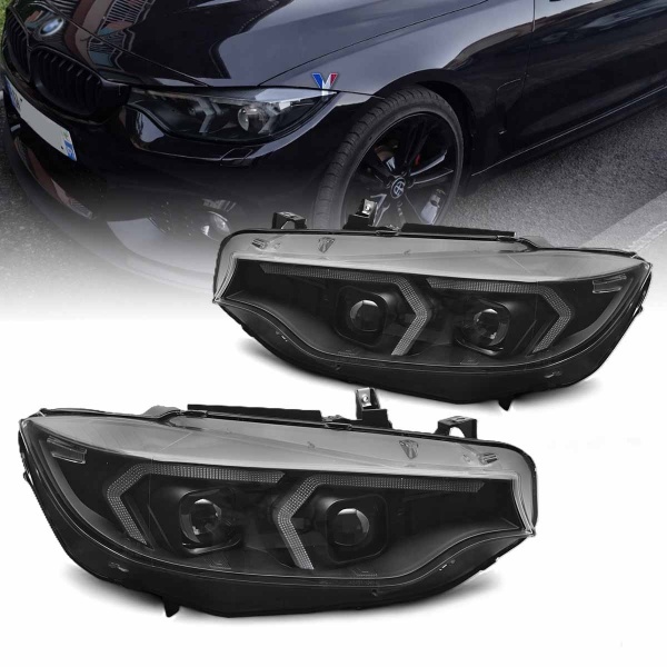 2 Phares xenon BMW Serie 4 F32 F33 Angel Eyes look iconic - 13-17 - Noir