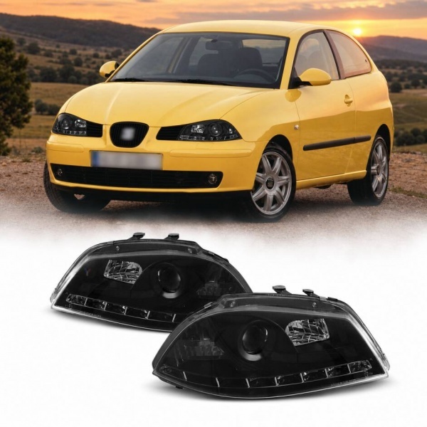 2 Phares SEAT Ibiza 6L - 02-08 - Devil eyes LED - Noir
