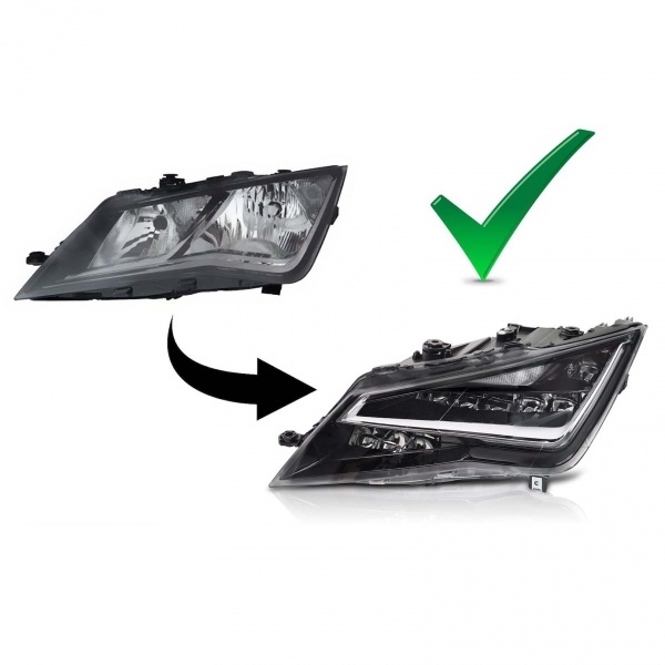 2 Phares avant Seat Leon 5F 12-20 - Full LED DRL - Noir