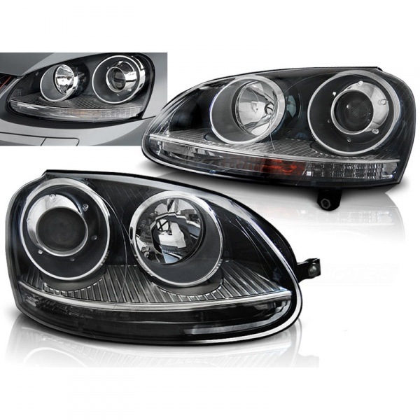 2 Phares avant VW golf 5 style GTI - Noir Chrome