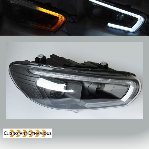 2 Phares avant VW Scirocco Devil  LED dynamiques 08-14  - Noir