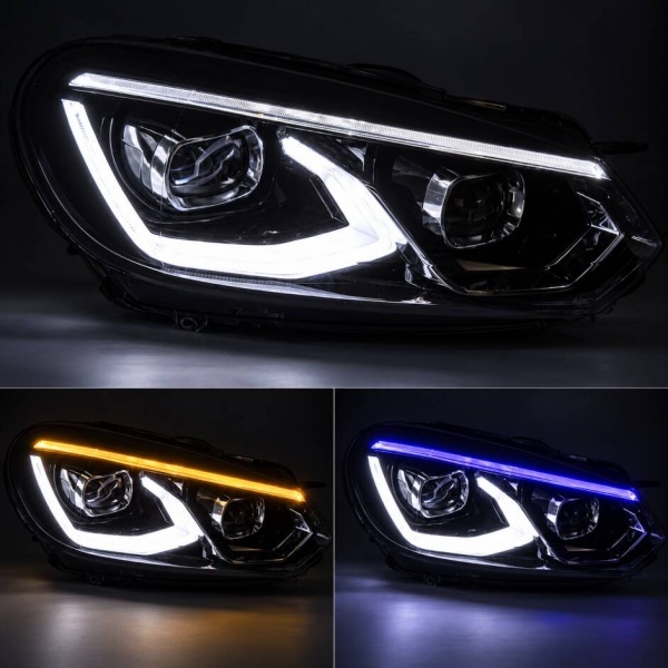 2 Phares halogene VW GOLF 6 fullLED 08-13 look facelift G8 silver - dynamiques