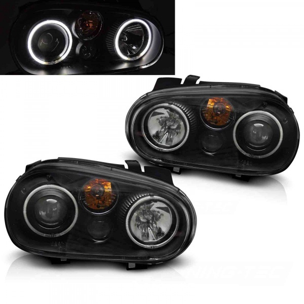 2 Phares VW GOLF 4 look R32 angel eyes CCFL - Noir