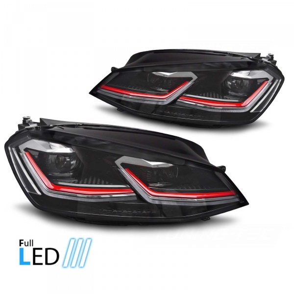 2 Phares avant VW Golf 7 12-17 - FullLED - look GTI - Noir - Dynamiques