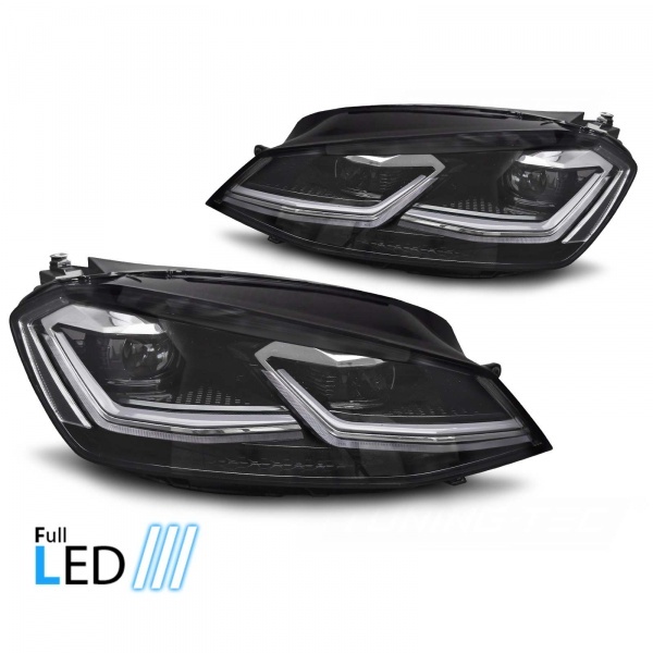 2 Phares avant VW Golf 7 12-17 - FullLED- Chrome Noir - Dynamiques