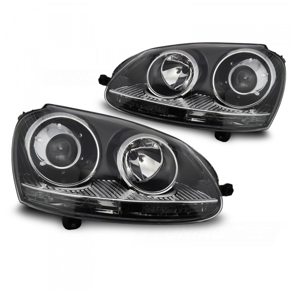 2 Phares avant VW golf 5 style GTI - Noir Chrome