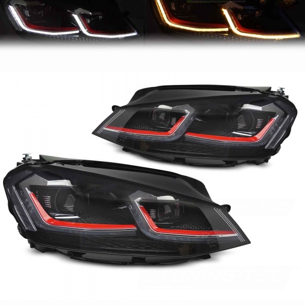 2 Phares avant VW Golf 7 13-17 - look GTI - FullLED Dynamiques - sans certificat