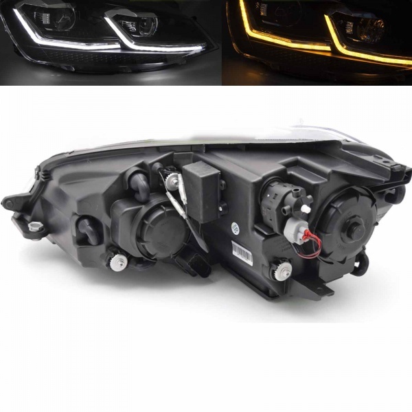 2 Phares avant VW Golf 7 - look R - Noir - Dynamiques