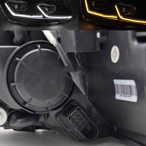 2 Phares avant VW Golf 7 - look R - Noir - Dynamiques