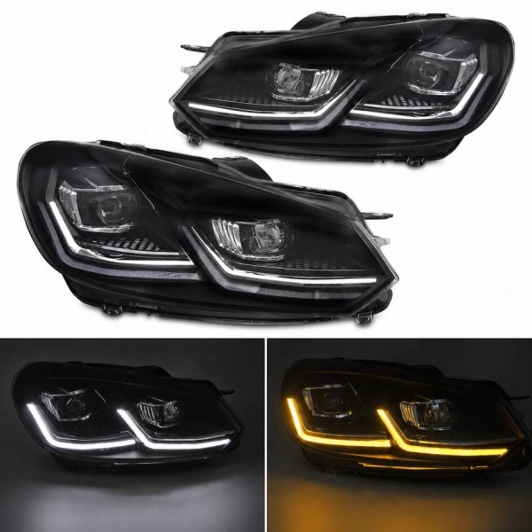 2 Phares avant VW Golf 6 08-13 - Full LED DRL Silver - Clignotants dynamiques
