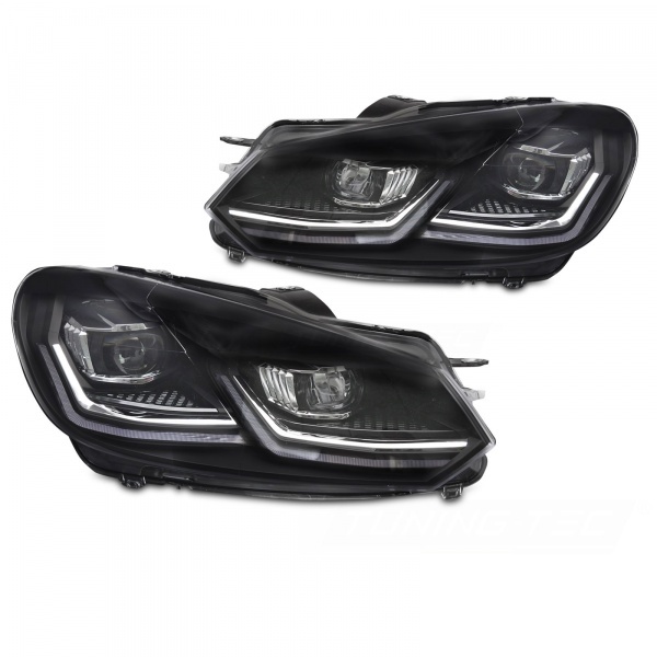 2 Phares avant VW Golf 6 08-13 - Full LED DRL Silver - Clignotants dynamiques