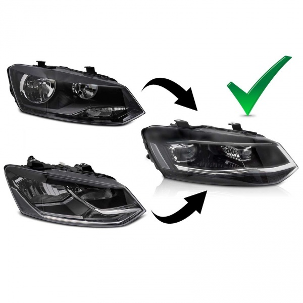 2 Phares avant VW Polo 6R 6C 09-17 - fullLED look R - noir