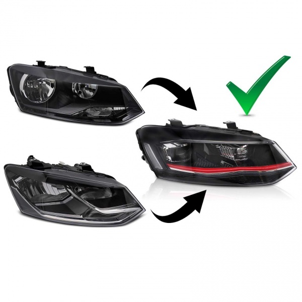 2 Phares avant VW Polo 6R 6C 09-17 - fullLED look GTI - noir