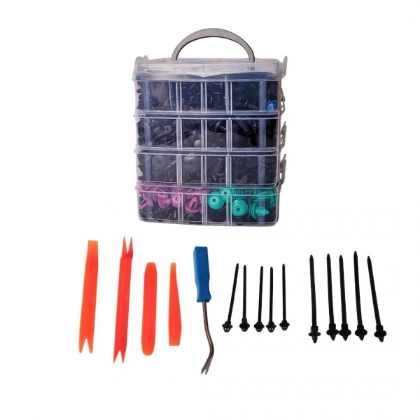 Kit clips de fixation auto Road-Teq 1180 pièces avec outils de démontage