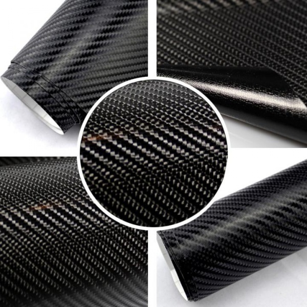 Film covering carbone 4D noir brillant 152 cm anti-bulles vendu au mètre