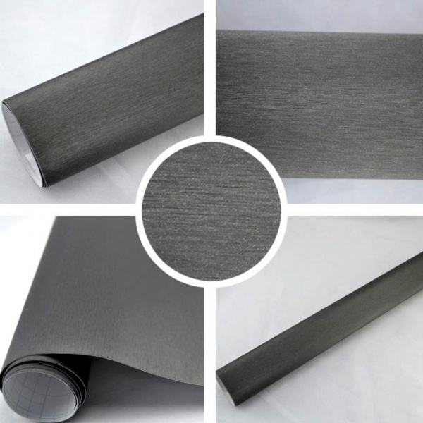 Film covering alu brossé gris titane 152 cm anti-bulles vendu au mètre