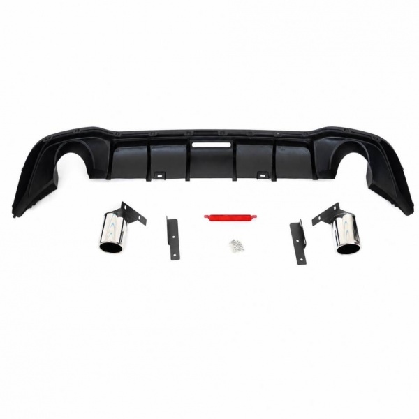 Diffuseur arrière look F1 noir brillant avec LED et double sortie pour VW Golf 8 19-24