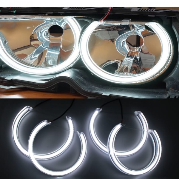 4 Angel eyes cristal LED 3D BMW Serie 3 E46 sans xénon