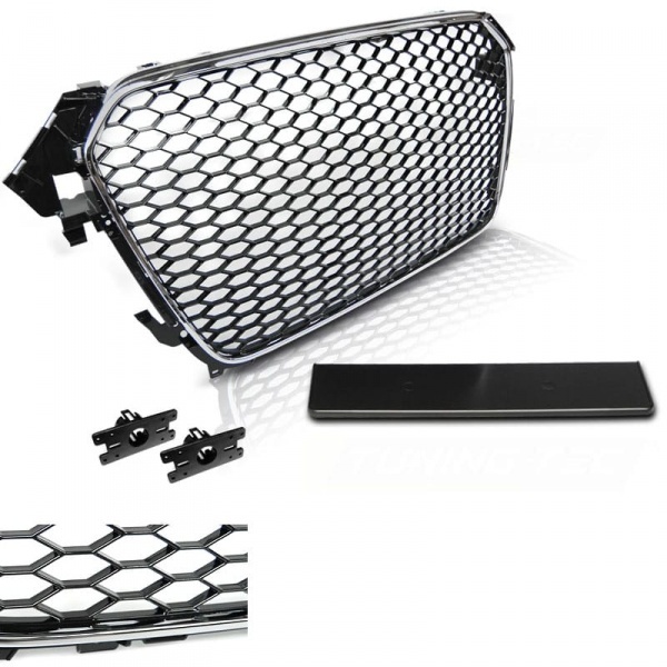 Grille calandre Audi A4 B8 facelift 11-15 - Chrome - look RS4