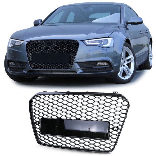 Grille calandre Audi A5 8T 11-17 - look RS5 - Noir Laqué