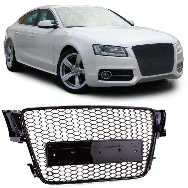 Grille calandre Audi A5 07-11 - look RS5 - Noir Laqué PDC